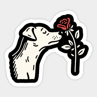 Dog and its Flower Sticker